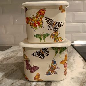 2 MacKenzie Childs Butterfly Storage Containers